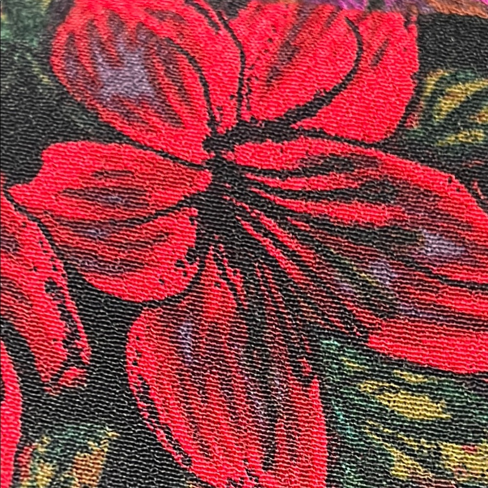 Leith red and black Floral V-Neck long sleeve mini dress size M GUC.. - Picture 15 of 16